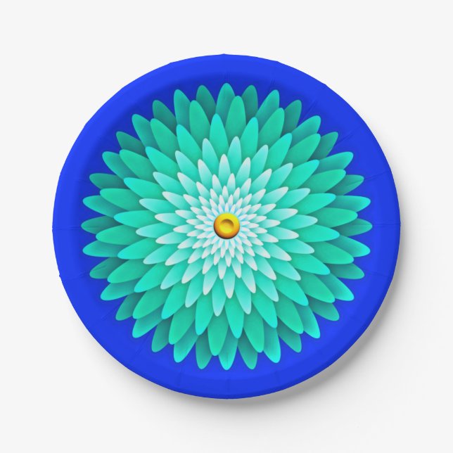 Prato De Papel Flor Azul Mandala-68566 (Frente)