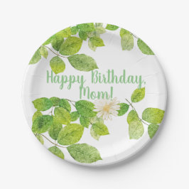 Prato De Papel Flor Branco e Jardim de Folhas Verde