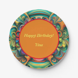 Prato De Papel Flor Colorido Boho