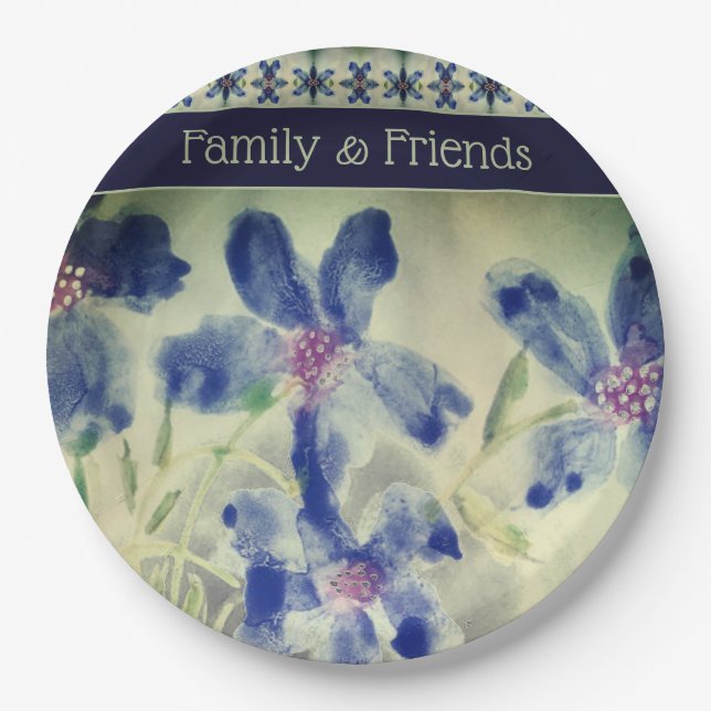 Prato De Papel Flor Com Uma Combinação De Padrões (Frente)