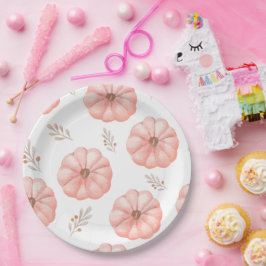 Prato De Papel Flor De Abóbora De Aquarela Cor De Água Cor Rosa