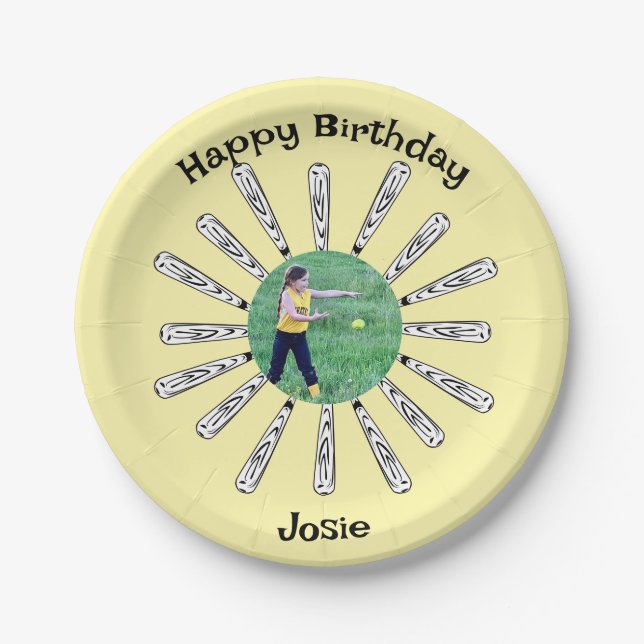 Prato De Papel Flor de Bat de Softball (Frente)