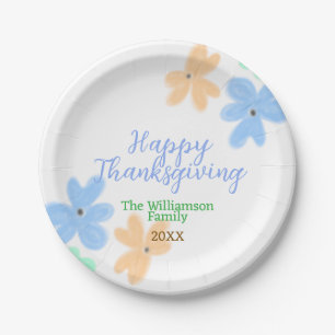 Prato De Papel Flor de cor verde-laranja-azul invernoObrigado