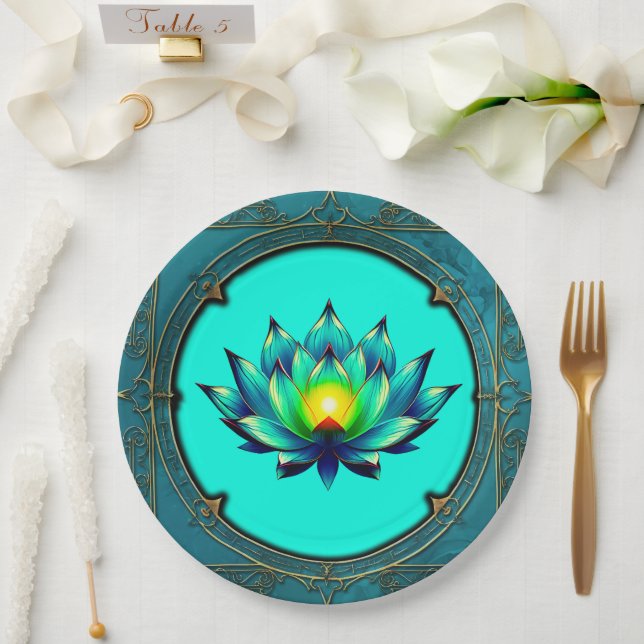 Prato De Papel Flor de Elegância, Lotus Místico. (Casamento)