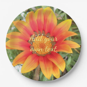 Prato De Papel Flor de Laranja Única com Texto Personalizado