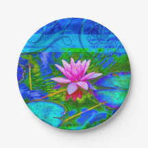 Flor de Lotus Rosa Elegante ou Azul Lily Yoga
