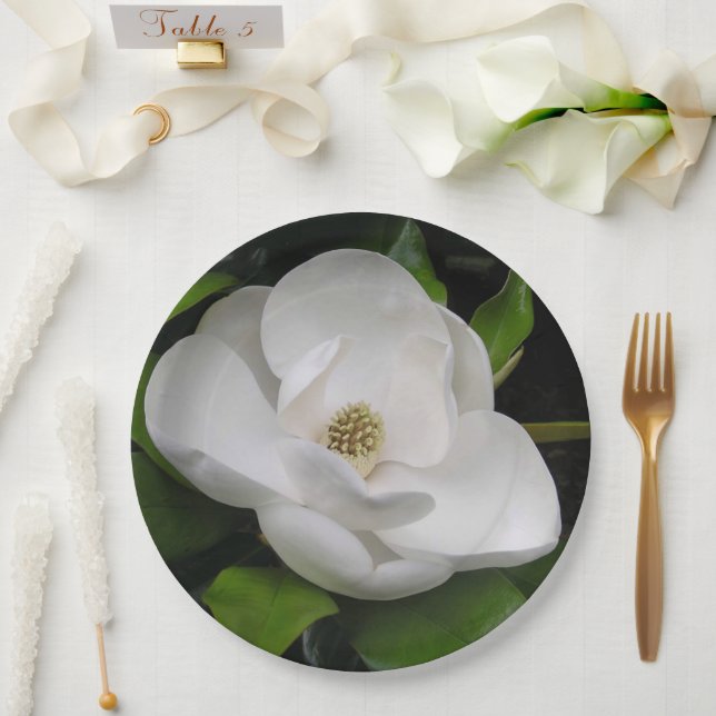 Prato De Papel Flor de Magnólia (Casamento)