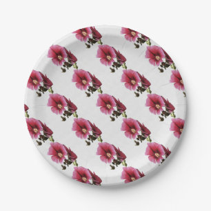 Prato De Papel Flor de Malva Hollyhock, Rosa Pesada