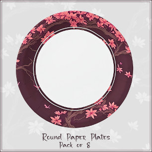 Prato De Papel Flor de Papel Rosa Origami Cereja Flor