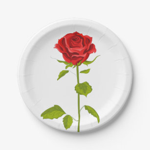 Prato De Papel Flor de Rosa vermelha Floral Amor - Festa de casam