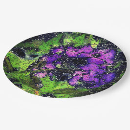 Prato De Papel Flor e folhas, envelhecidas em mosaico esculpido