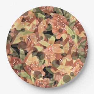 Prato De Papel Flor floral bege amarelo alaranjado floral flu