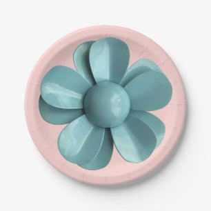 Prato De Papel Flor Floral Primavera Verão Casamento Azul Margari
