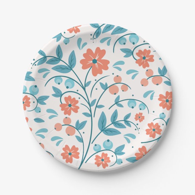 Prato De Papel Flor laranja minimalista (Frente)