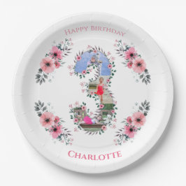 Prato De Papel Flor rosa de colagem de fotos de aniversário de 3 