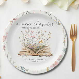 Prato De Papel Flor selvagem Chá de fraldas do Tema do Livro