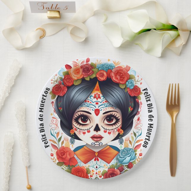 Prato De Papel 🌹 Flor y Calavera: Tributo ao Dia de Muertos 🌹 (Casamento)