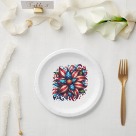 Prato De Papel Floral 4 de julho