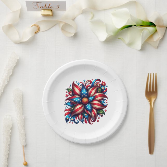 Prato De Papel Floral 4 de julho (Casamento)