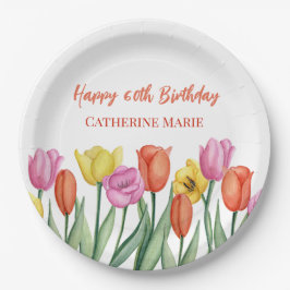 Prato De Papel Floral 60º Aniversário