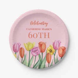 Prato De Papel Floral 60º Aniversário
