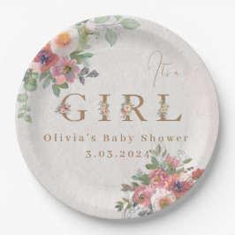 Prato De Papel Floral Baby Girl Chá