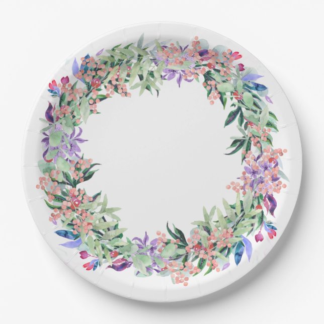 Prato De Papel Floral Berries Wreath (Frente)