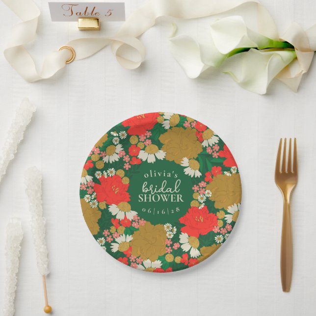 Prato De Papel Floral Bouquet Bridal Shower Paper Plates (Casamento)