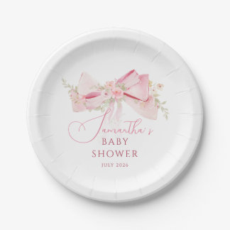 Prato De Papel Floral Bow Elegant Flower Girl baby shower 