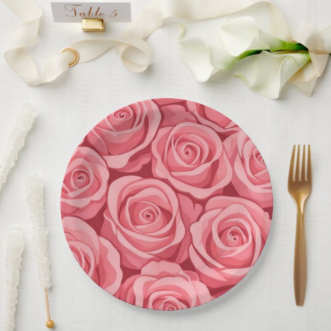 Prato de papel floral casamento/chuveiro (Casamento)