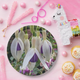 Prato De Papel Floral da Fúchsia Púrpura e Branca