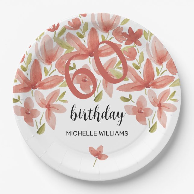 Prato De Papel Floral de Aquarela de Jardim Vibrante de primavera (Frente)