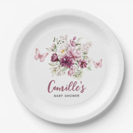 Prato De Papel Floral de Chá de fraldas de borboleta