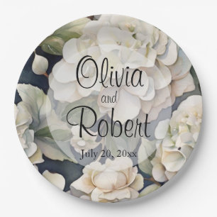 Prato De Papel Floral de cor verde-rosa-marfim-esverdeado-esverde