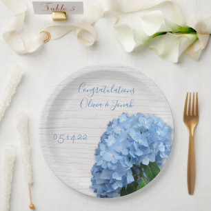 Prato De Papel Floral de Madeira Azul Céu Casamento Personalizado
