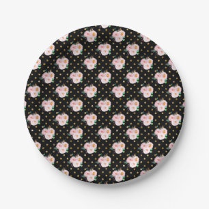 Prato De Papel Floral de Quadro Negro
