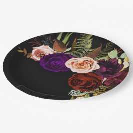 Prato De Papel Floral Escuro Temperamental Verdejante Cor Ousada 