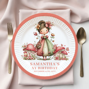 Prato De Papel Floral Fairy 3º Aniversário Festa Papel Rosa Paste