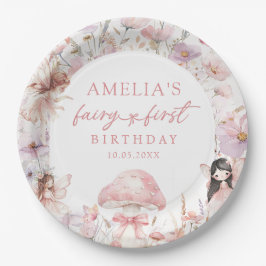 Prato De Papel Floral Fairy First Birthday Party Paper Plates
