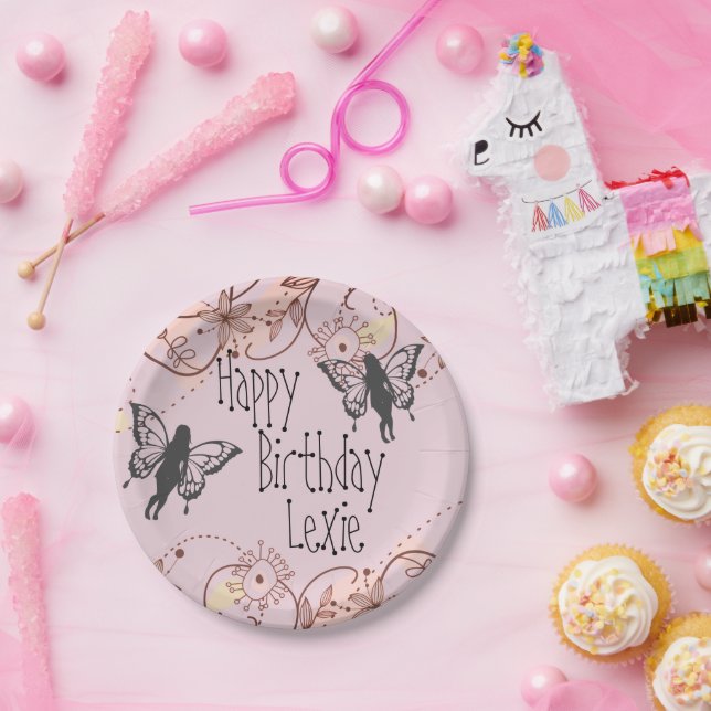 Prato De Papel Floral Fantasy Fairies Birthday Plates (Festa)