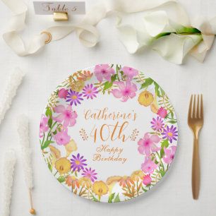 Prato De Papel Floral Garden White