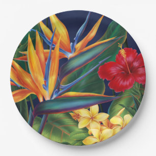 Prato De Papel Floral havaiano do paraíso tropical