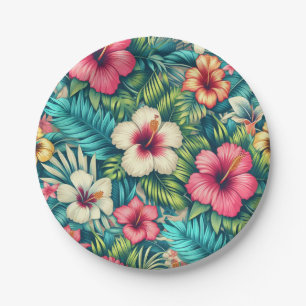 Prato De Papel Floral havaiano/tropical