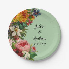 Prato De Papel Floral Mint
