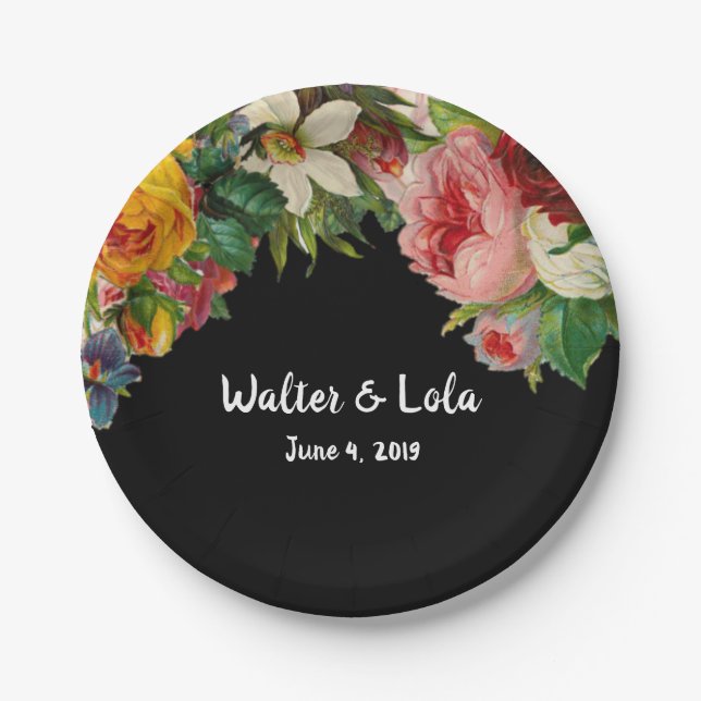 Prato De Papel Floral Noir (Frente)