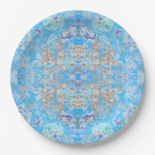 Prato De Papel Floral pastel azul adorável
