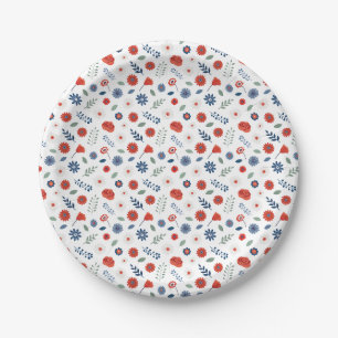 Prato de Papel Floral Patriótico Verão Americano