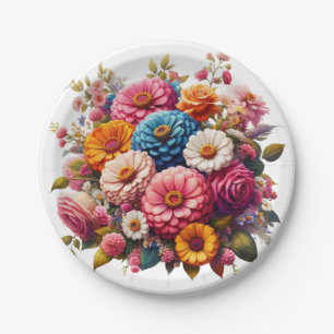 Prato De Papel Floral/Primavera Zinnia/Rosa