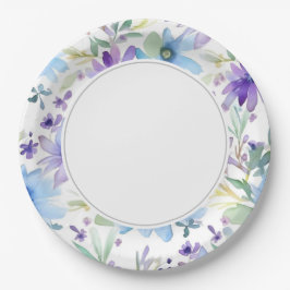 Prato De Papel Floral Púrpura Azul