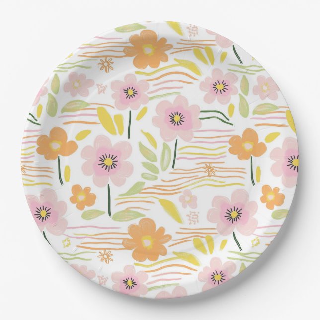 Prato De Papel Floral Retro Pastel (7) (Frente)